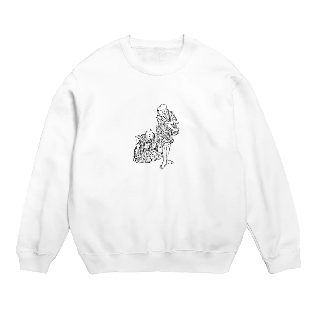 猫の浮世絵・草紙の大見得を切るふく Crew Neck Sweatshirt