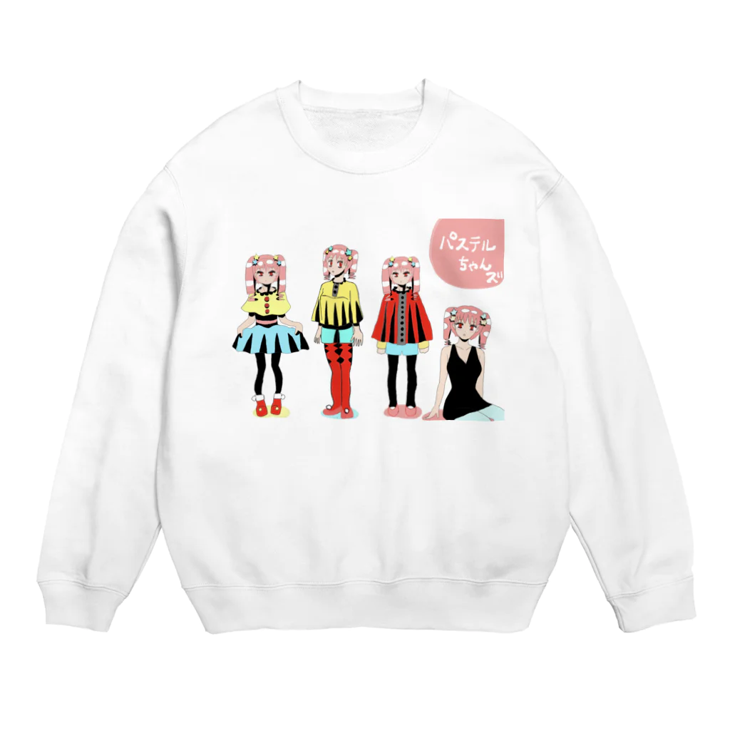 mikyacraft MIKA💓🌟赤い心臓のパステルちゃんズ Crew Neck Sweatshirt