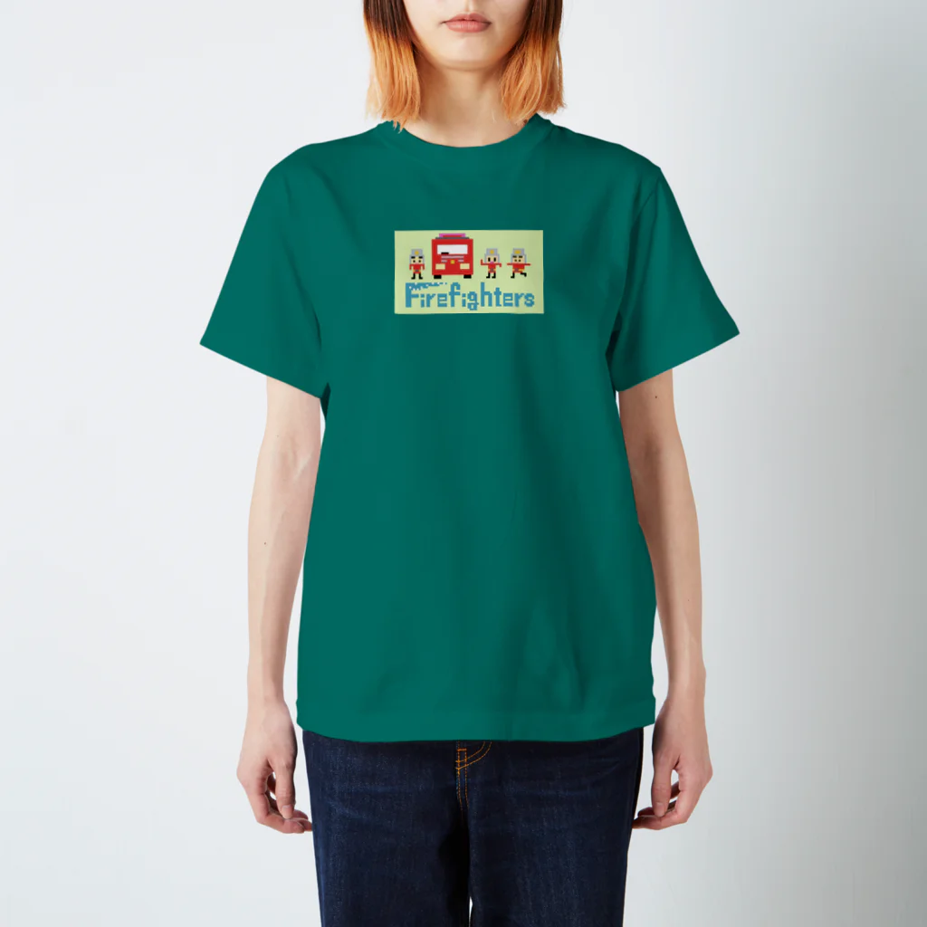 のりものドット絵TシャツのFirefighters 薄みどり Regular Fit T-Shirt