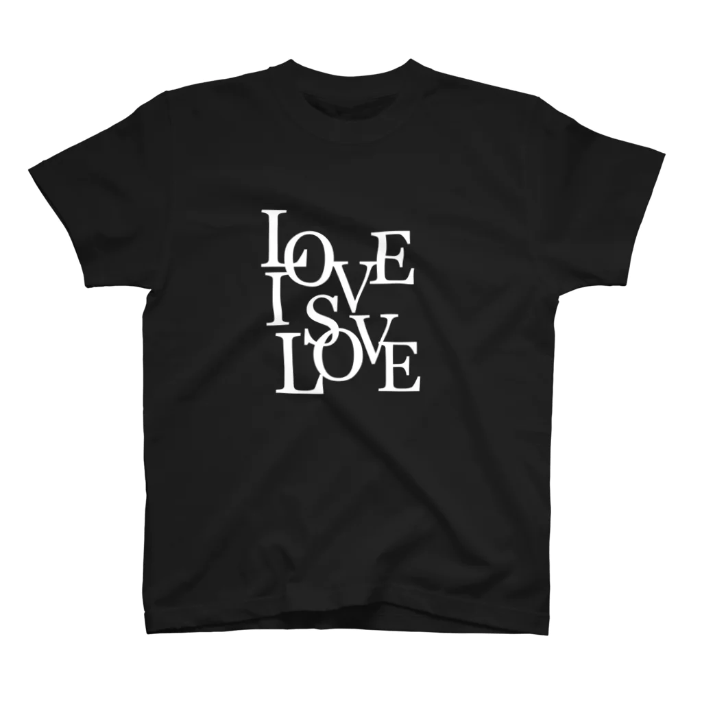 ゆるく主張するロゴ屋のLove is Love Tシャツ　ブラック Regular Fit T-Shirt