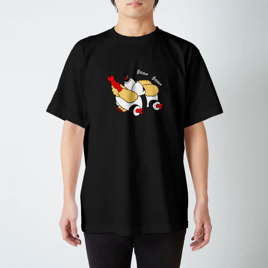 えびのおすしやさんのおすしのシャリ生活(えび天カー)白文字 Regular Fit T-Shirt