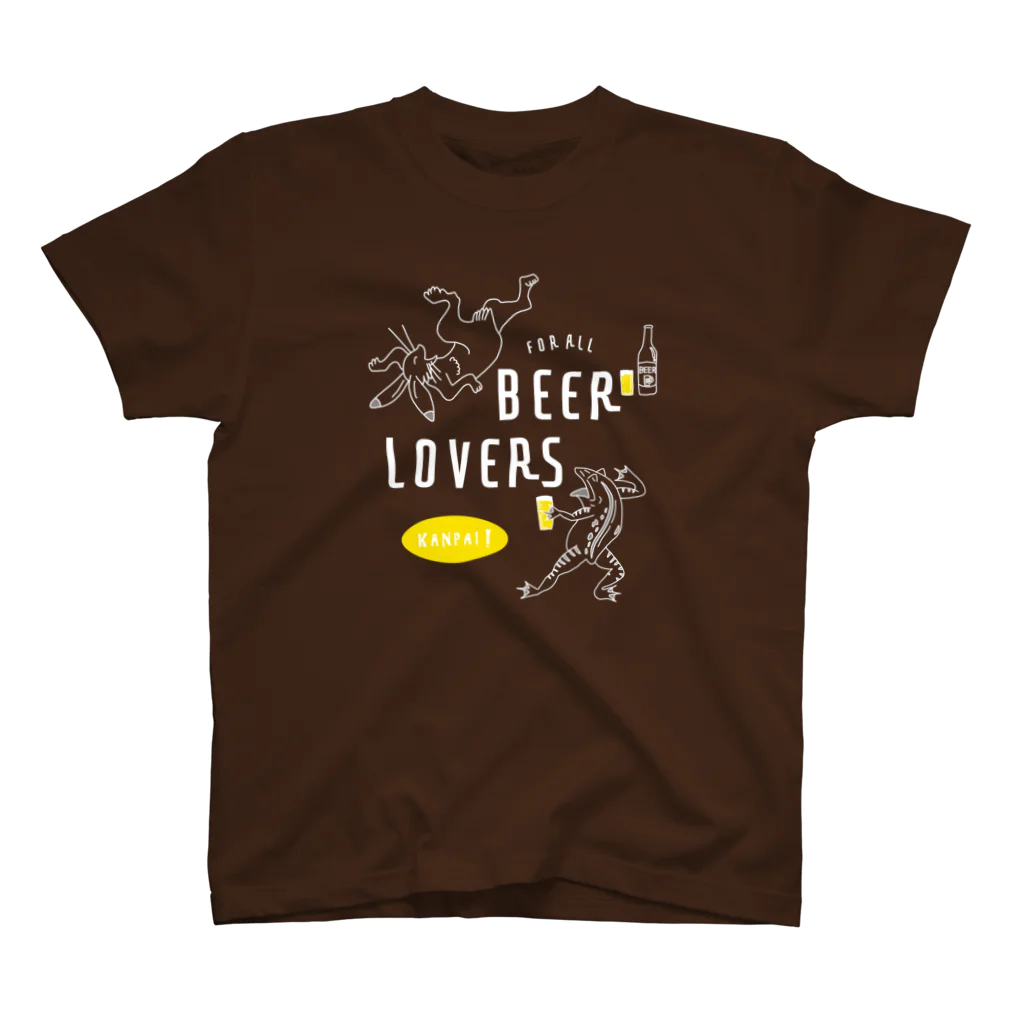 ビールとアート TM-3 Designの名画 × BEER（鳥獣戯画・すべてのビール好きのために）白線画 Regular Fit T-Shirt