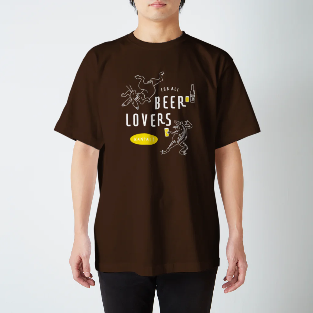 ビールとアート TM-3 Designの名画 × BEER（鳥獣戯画・すべてのビール好きのために）白線画 Regular Fit T-Shirt