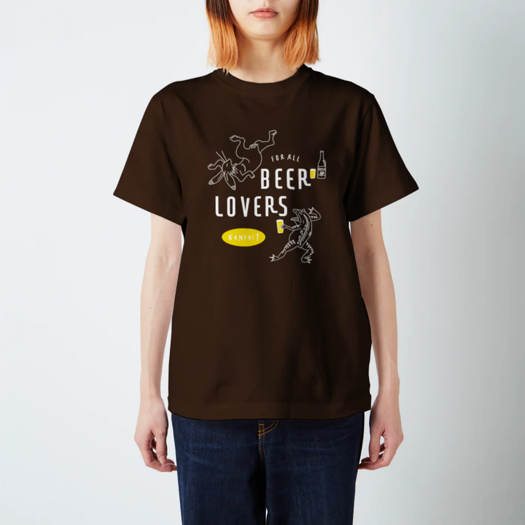 ビールとアート TM-3 Designの名画 × BEER（鳥獣戯画・すべてのビール好きのために）白線画 Regular Fit T-Shirt