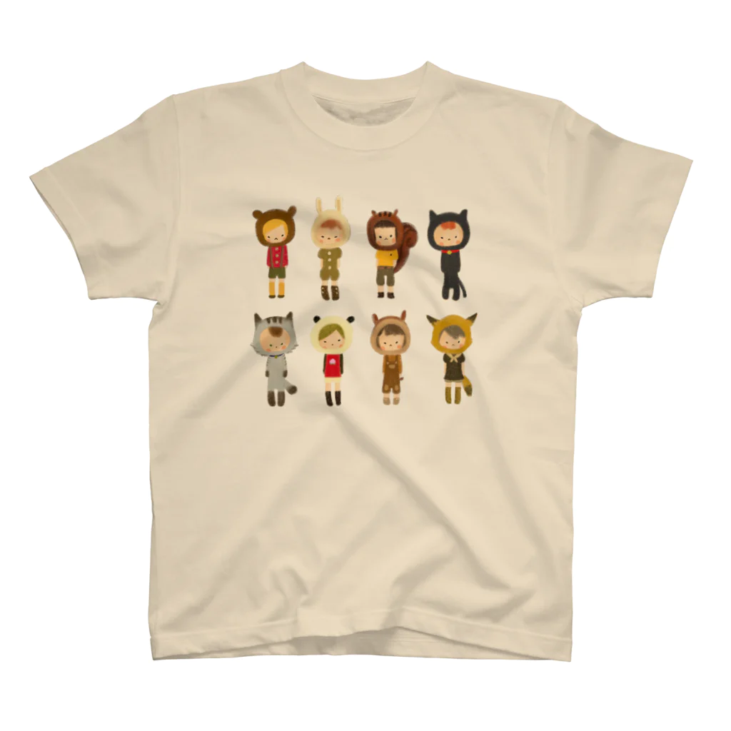 くつしたねこのどうぶつたくさん（白） Regular Fit T-Shirt