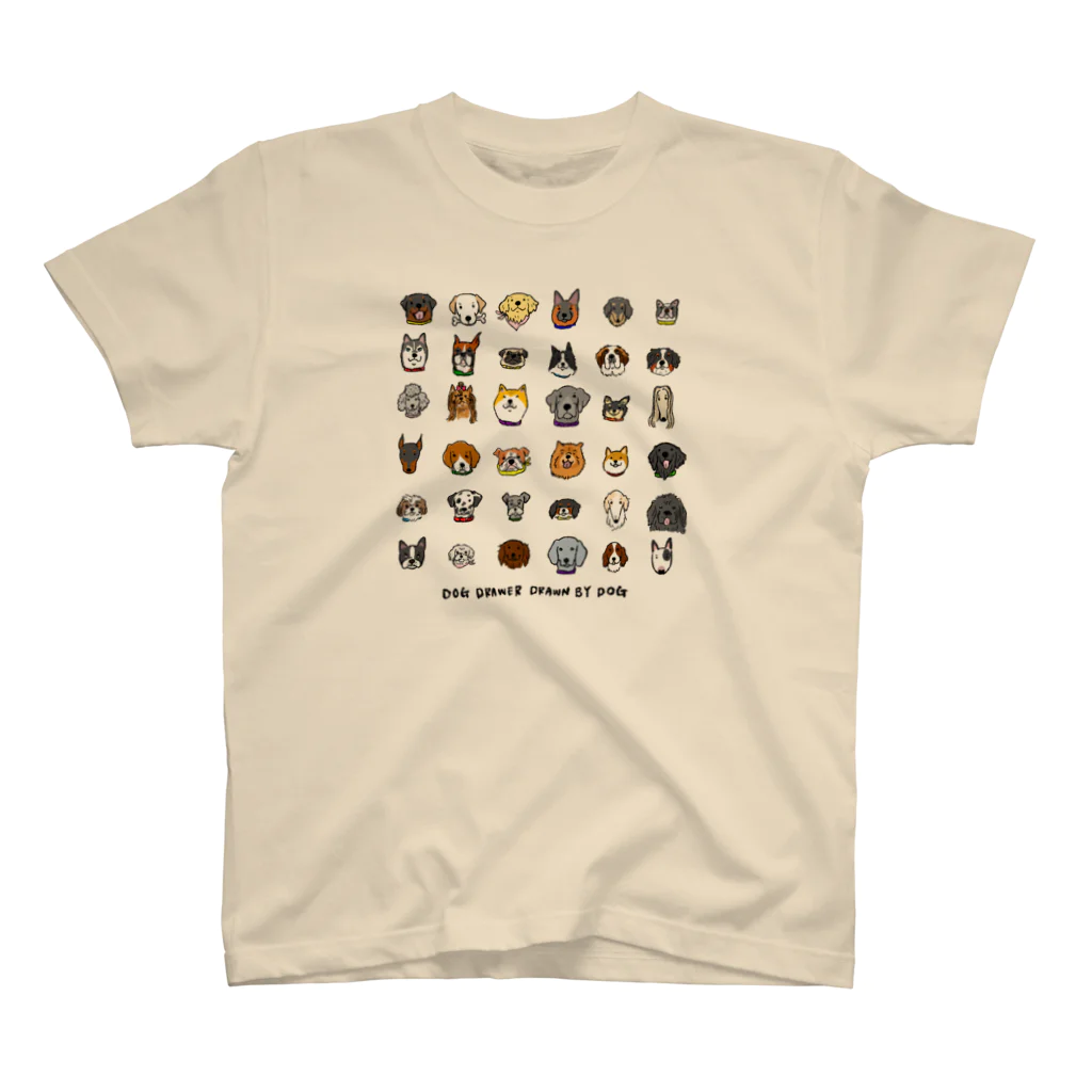 Dog Drawer Drawn by Dogの犬たくさん（犬種名なし・前面プリントメイン） Regular Fit T-Shirt
