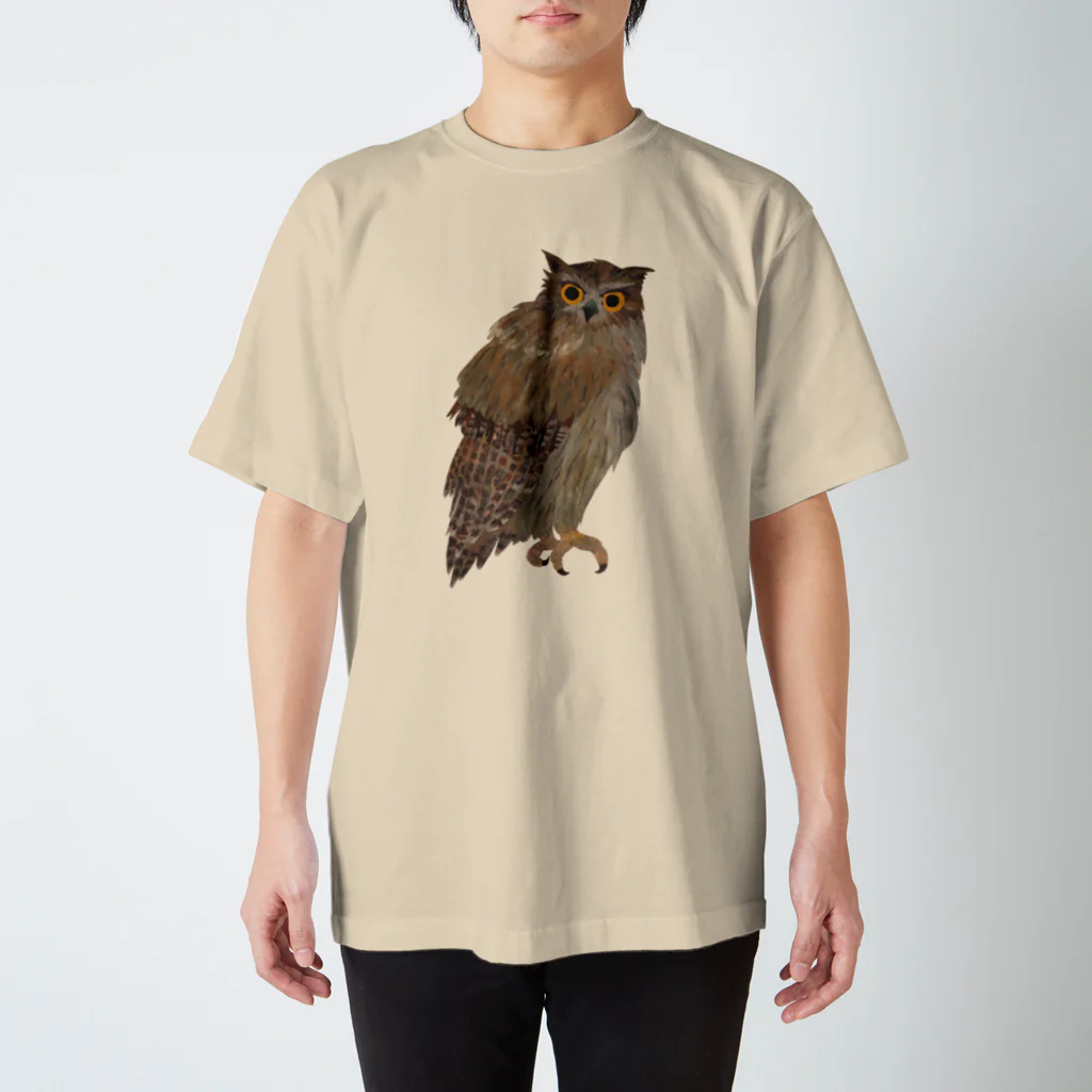 Makiko Goto goods storeのこちらを観察するシマフクロウ Regular Fit T-Shirt