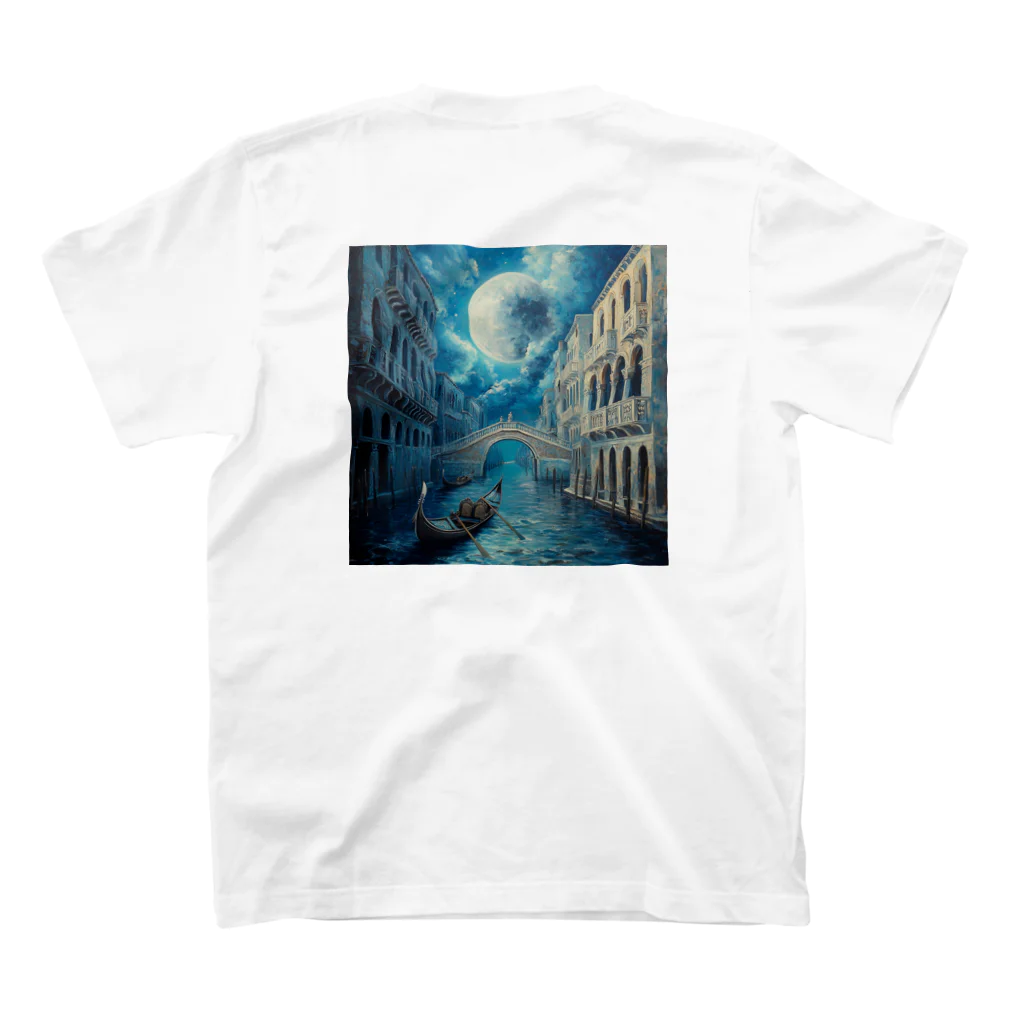 わらびもち。の月夜のヴェネツィア Regular Fit T-Shirtの裏面