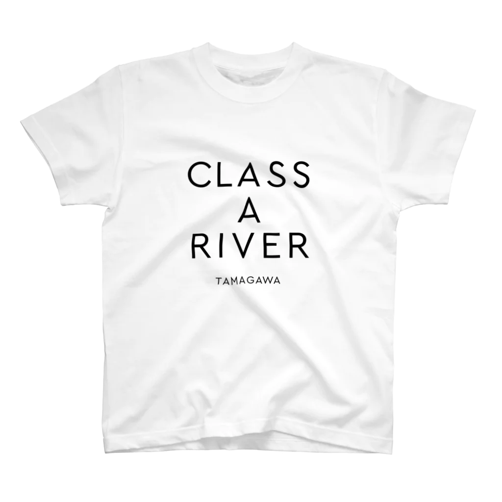 多摩川グッズストア SUZURI店のCLASS A RIVER［TAMAGAWA］ブラック Regular Fit T-Shirt