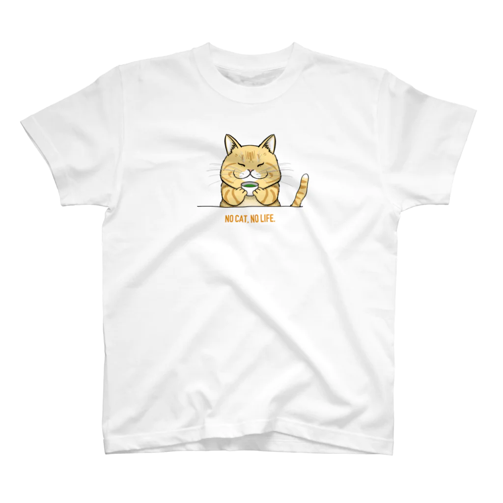 chi-bitのNO CAT, NO LIFE（茶トラ×緑茶） Regular Fit T-Shirt