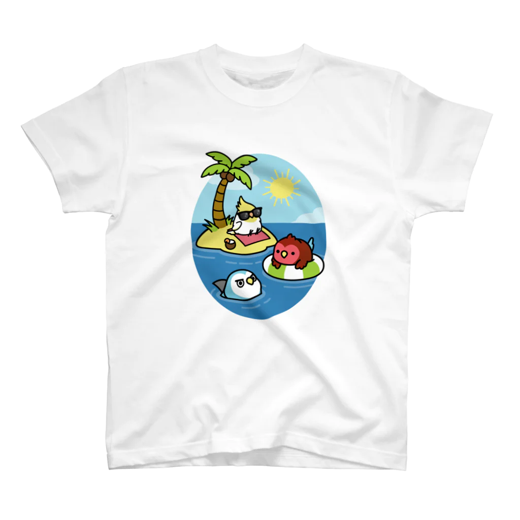 Cody the LovebirdのChubby Bird 南の島で夏休み Regular Fit T-Shirt