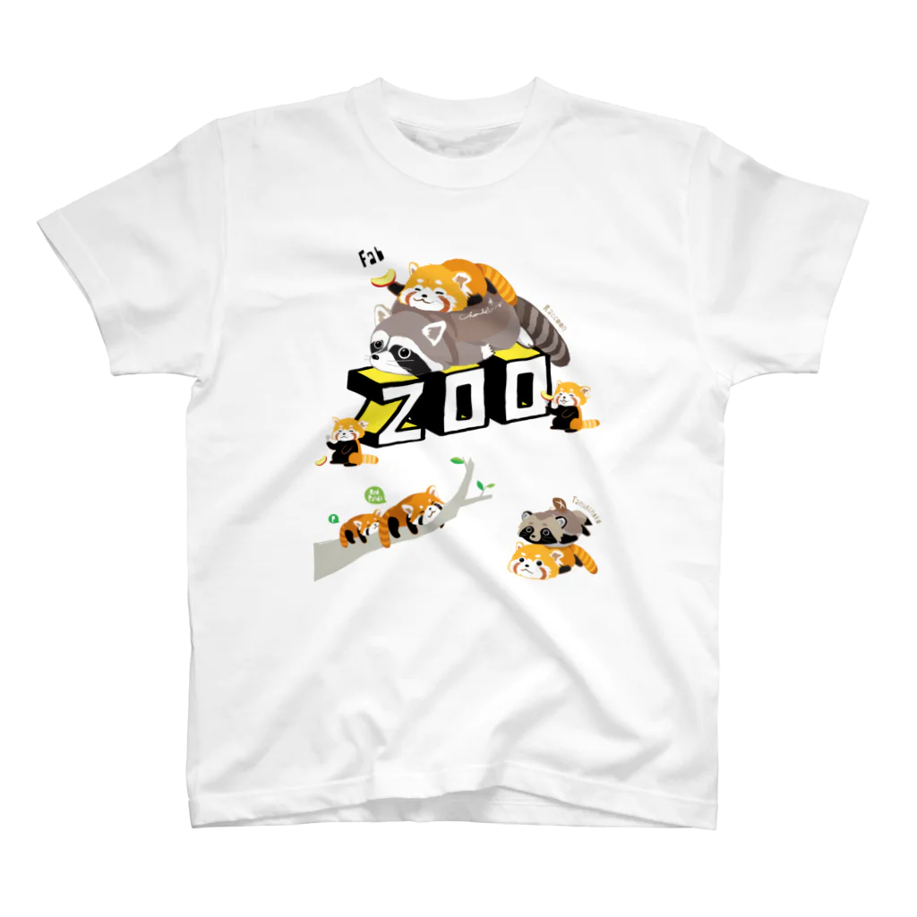 loveclonesのレッサーパンダとアライグマ（太）タヌキ添え 0627 ZOOロゴ Regular Fit T-Shirt