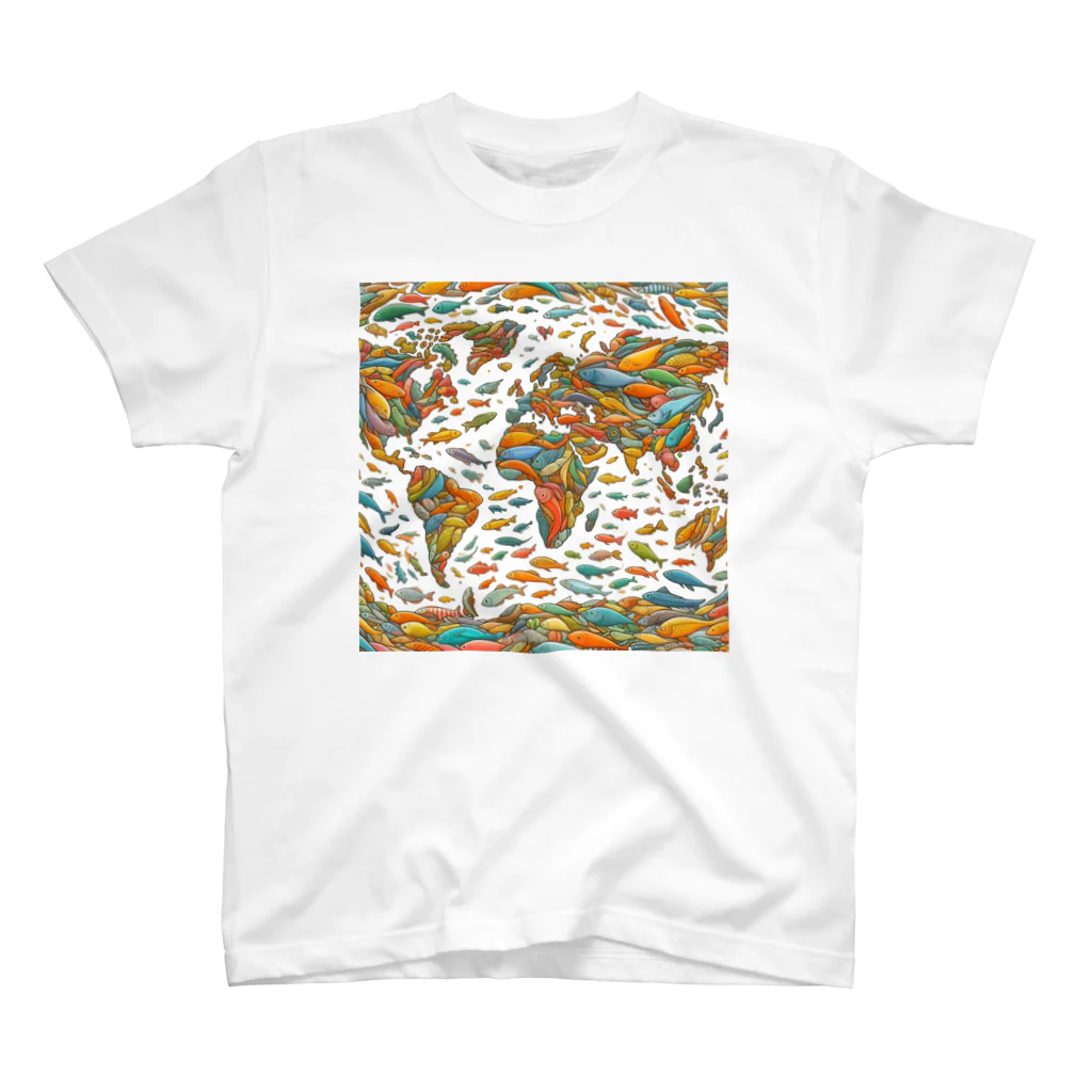 ばばちゃんの魚の世界地図 Regular Fit T-Shirt