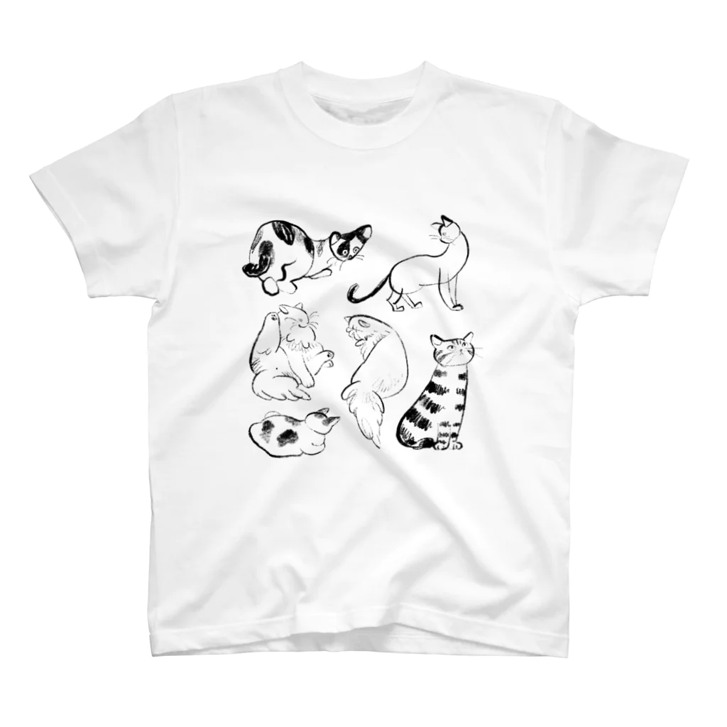 おかやまたかとし & こやまもえ／イラストレーターのいろんな線画猫 Regular Fit T-Shirt