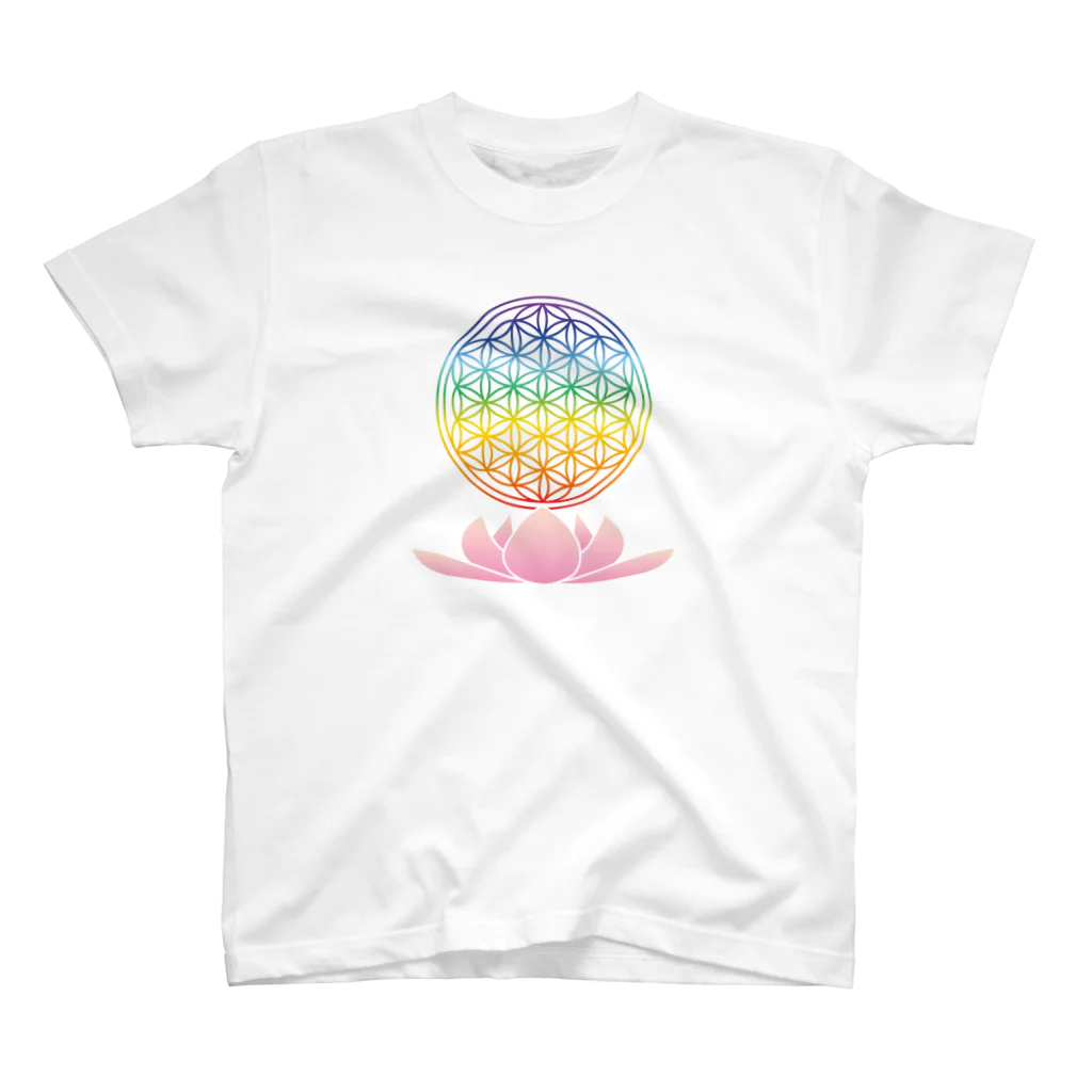 神聖幾何学屋の虹FOLと蓮 Regular Fit T-Shirt