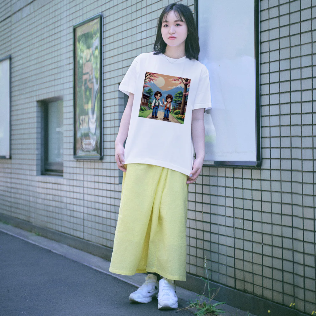 ドット絵グッズ販売の富士山を眺める二人 Regular Fit T-Shirt