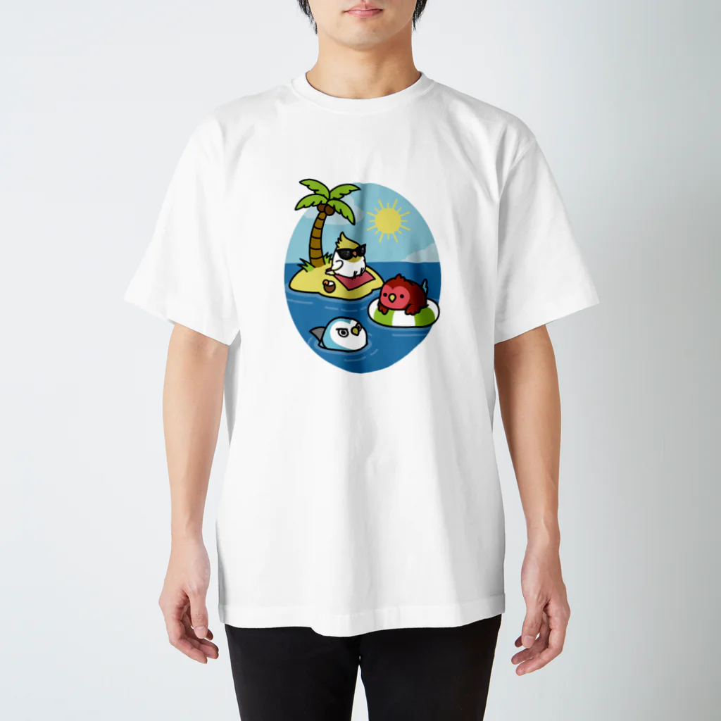 Cody the LovebirdのChubby Bird 南の島で夏休み Regular Fit T-Shirt