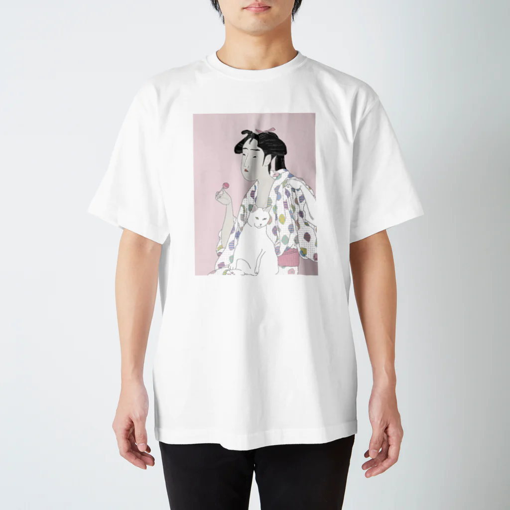 keeeeeep smilingの猫とチュッパチャプスと私 Regular Fit T-Shirt