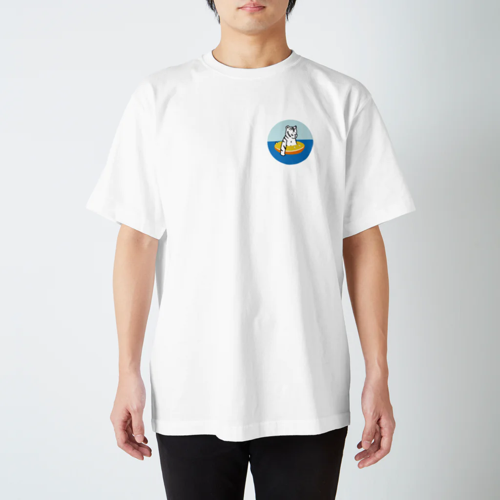 白いトラ-VARIOUS TIGERSのオレンジの浮き輪 白いトラ Regular Fit T-Shirt