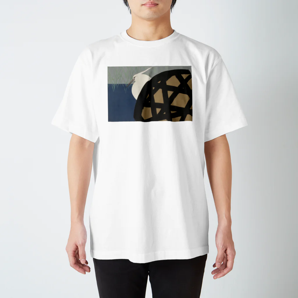 PALA's SHOP　cool、シュール、古風、和風、ねこ、ワンちゃん、ウサギさん、野鳥。の和風　神坂雪佳 「白鷺」 （1909） Regular Fit T-Shirt