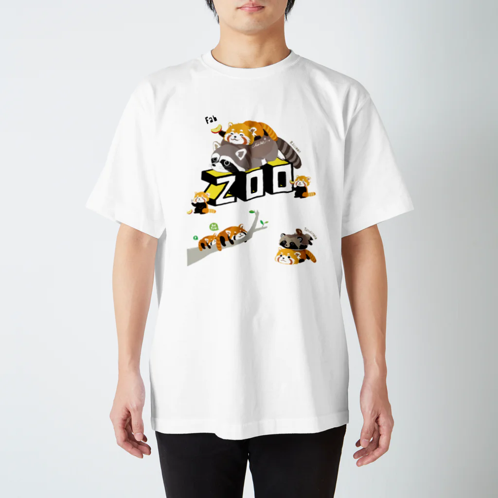 loveclonesのレッサーパンダとアライグマ（太）タヌキ添え 0627 ZOOロゴ Regular Fit T-Shirt