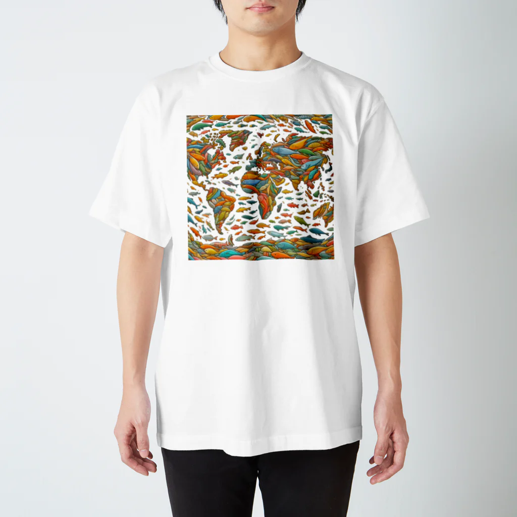 ばばちゃんの魚の世界地図 Regular Fit T-Shirt