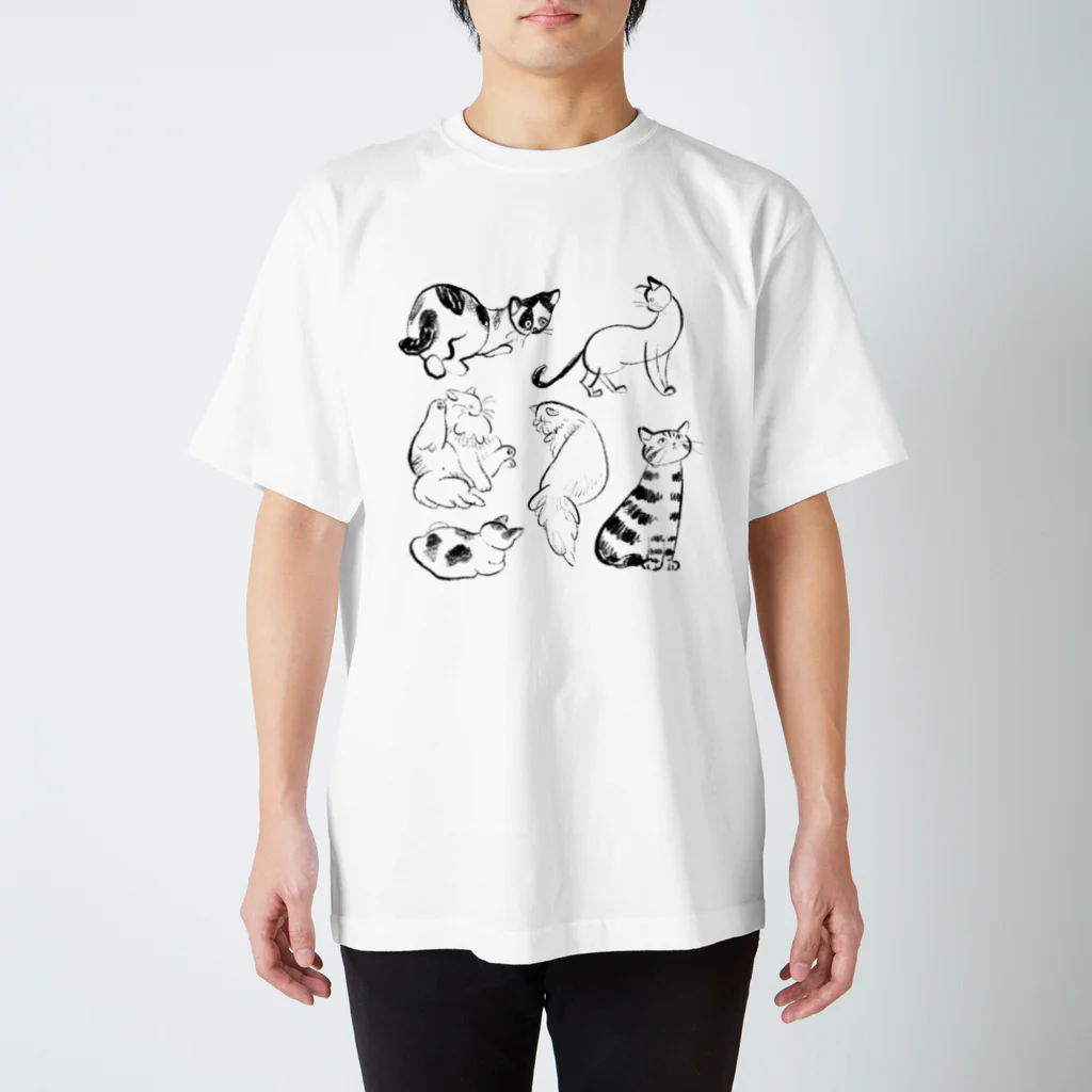 おかやまたかとし & こやまもえ／イラストレーターのいろんな線画猫 Regular Fit T-Shirt