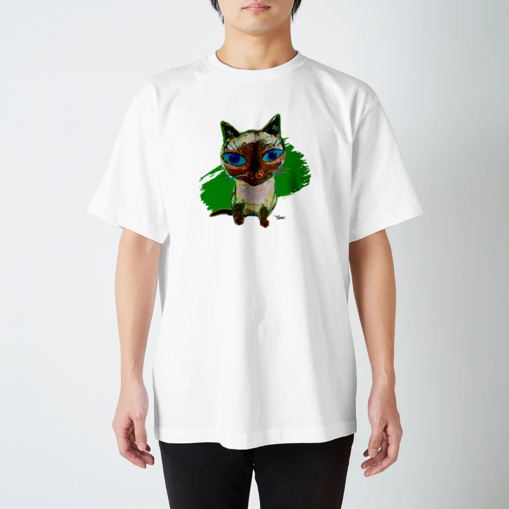 猫T専門店【青い猫ギャラリー】の青い瞳のシャム猫 Regular Fit T-Shirt
