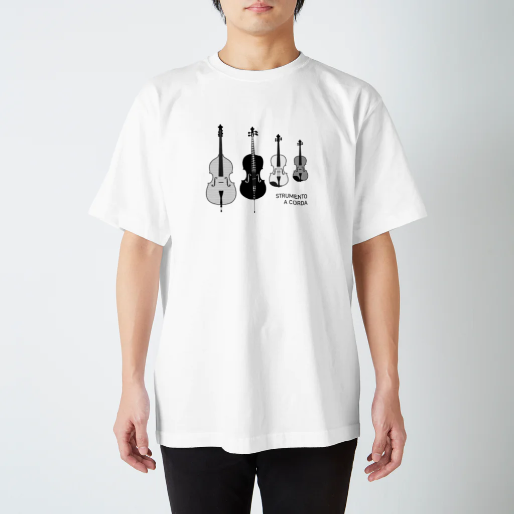 Quartetto 弦楽器 Regular Fit T-Shirt by 白と黒