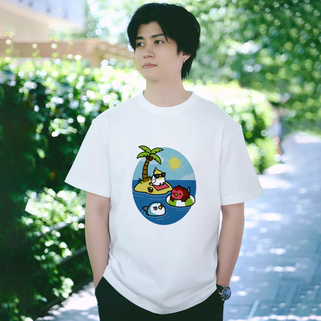 Cody the LovebirdのChubby Bird 南の島で夏休み Regular Fit T-Shirt