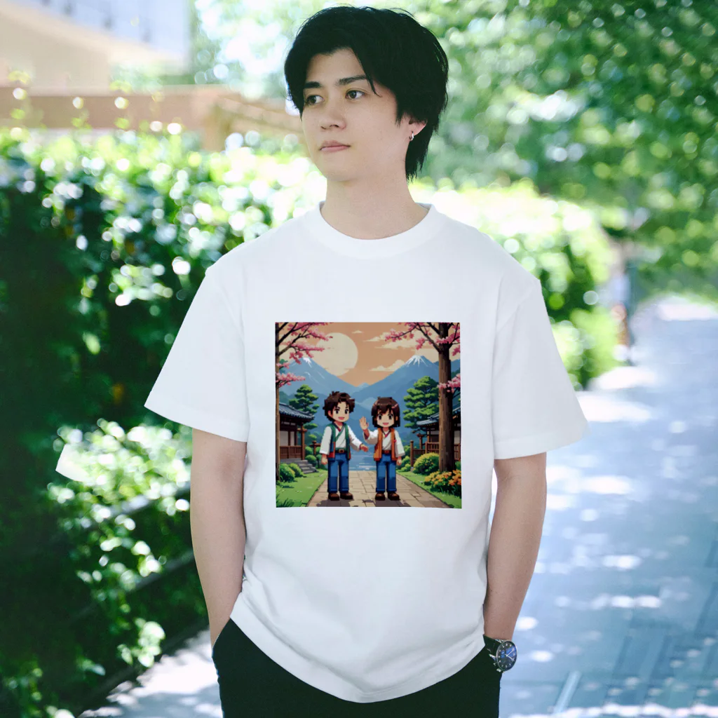 ドット絵グッズ販売の富士山を眺める二人 Regular Fit T-Shirt
