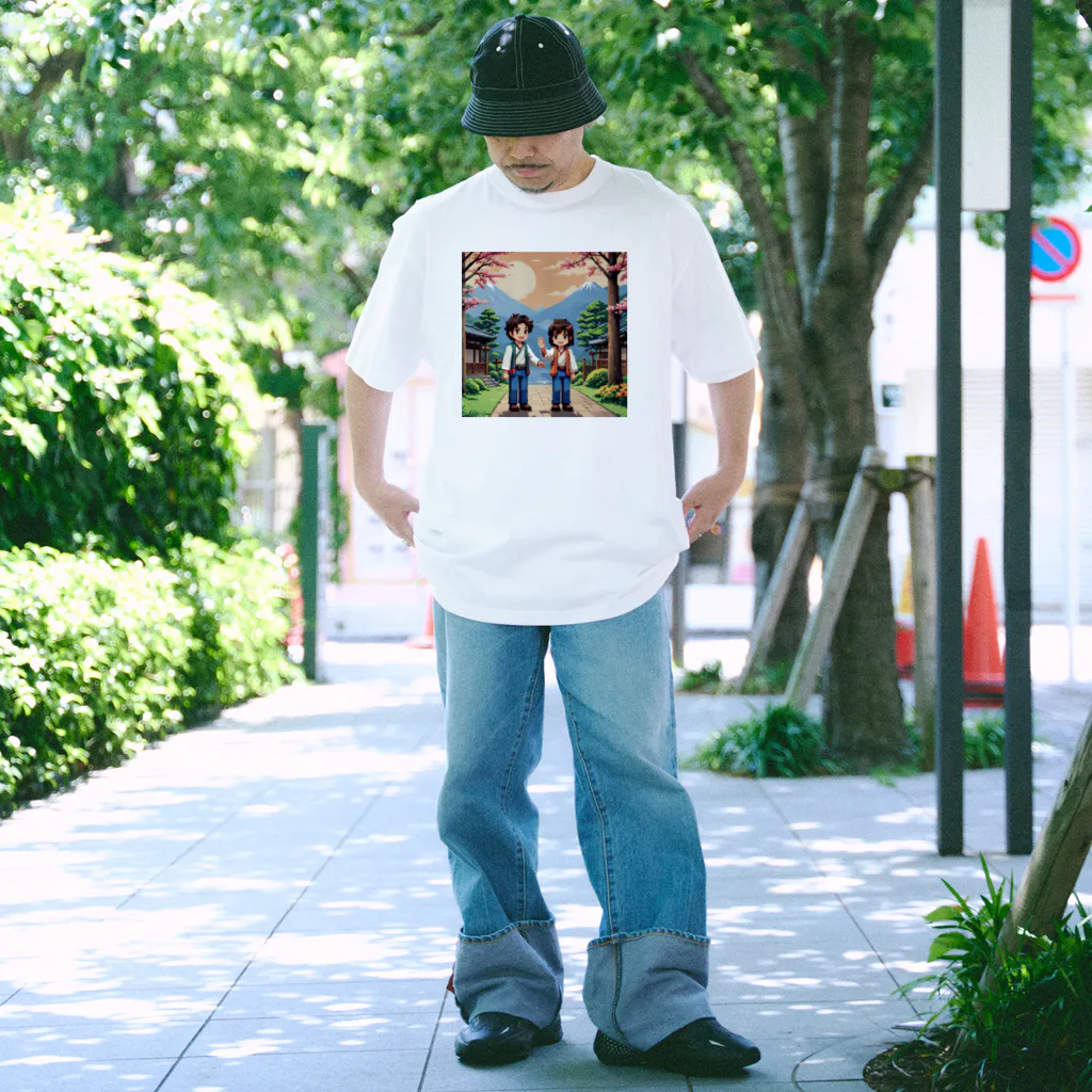 ドット絵グッズ販売の富士山を眺める二人 Regular Fit T-Shirt