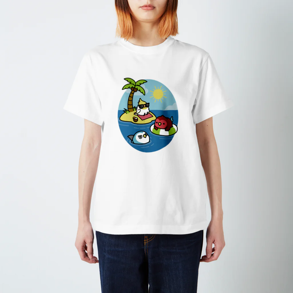 Cody the LovebirdのChubby Bird 南の島で夏休み Regular Fit T-Shirt