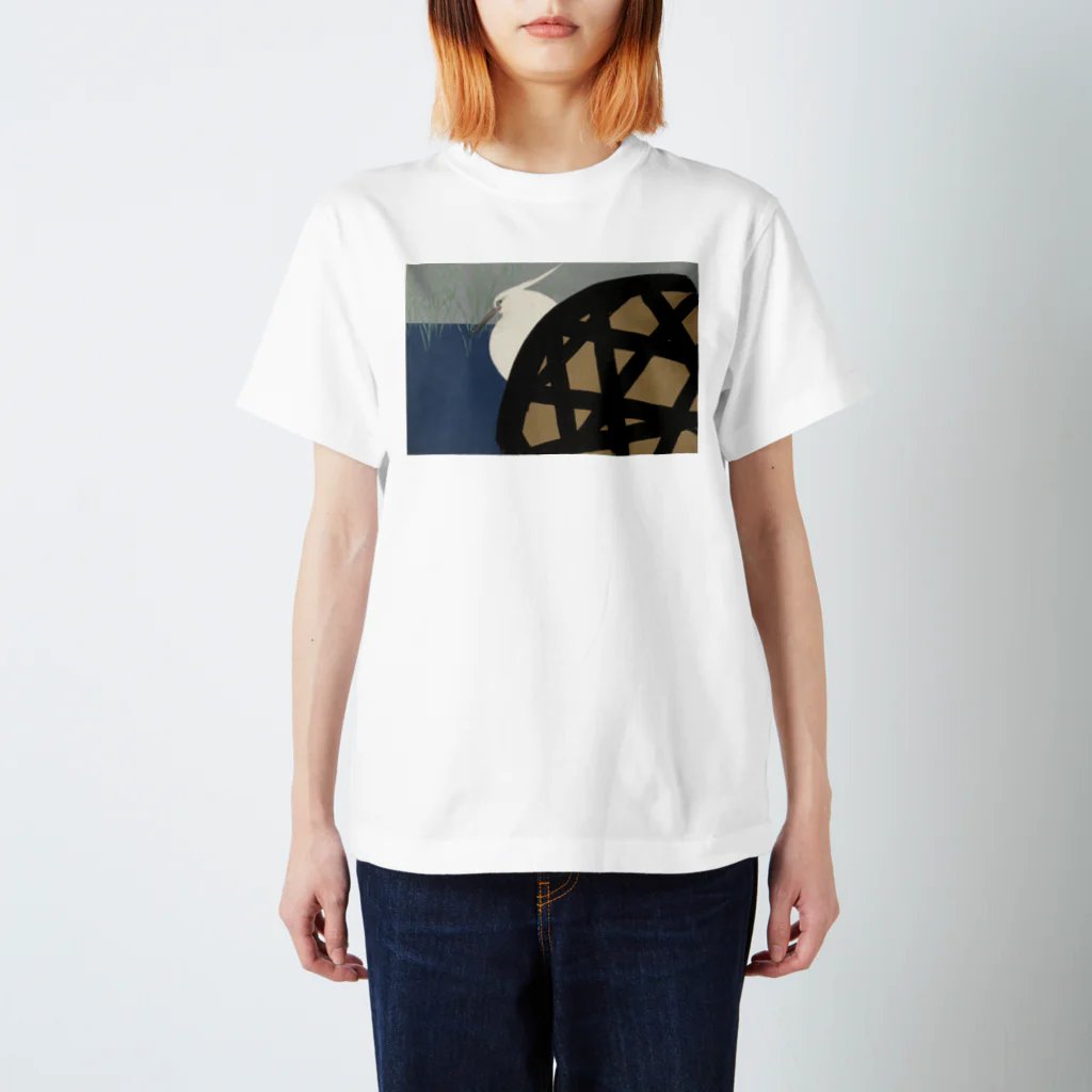 PALA's SHOP　cool、シュール、古風、和風、ねこ、ワンちゃん、ウサギさん、野鳥。の和風　神坂雪佳 「白鷺」 （1909） Regular Fit T-Shirt