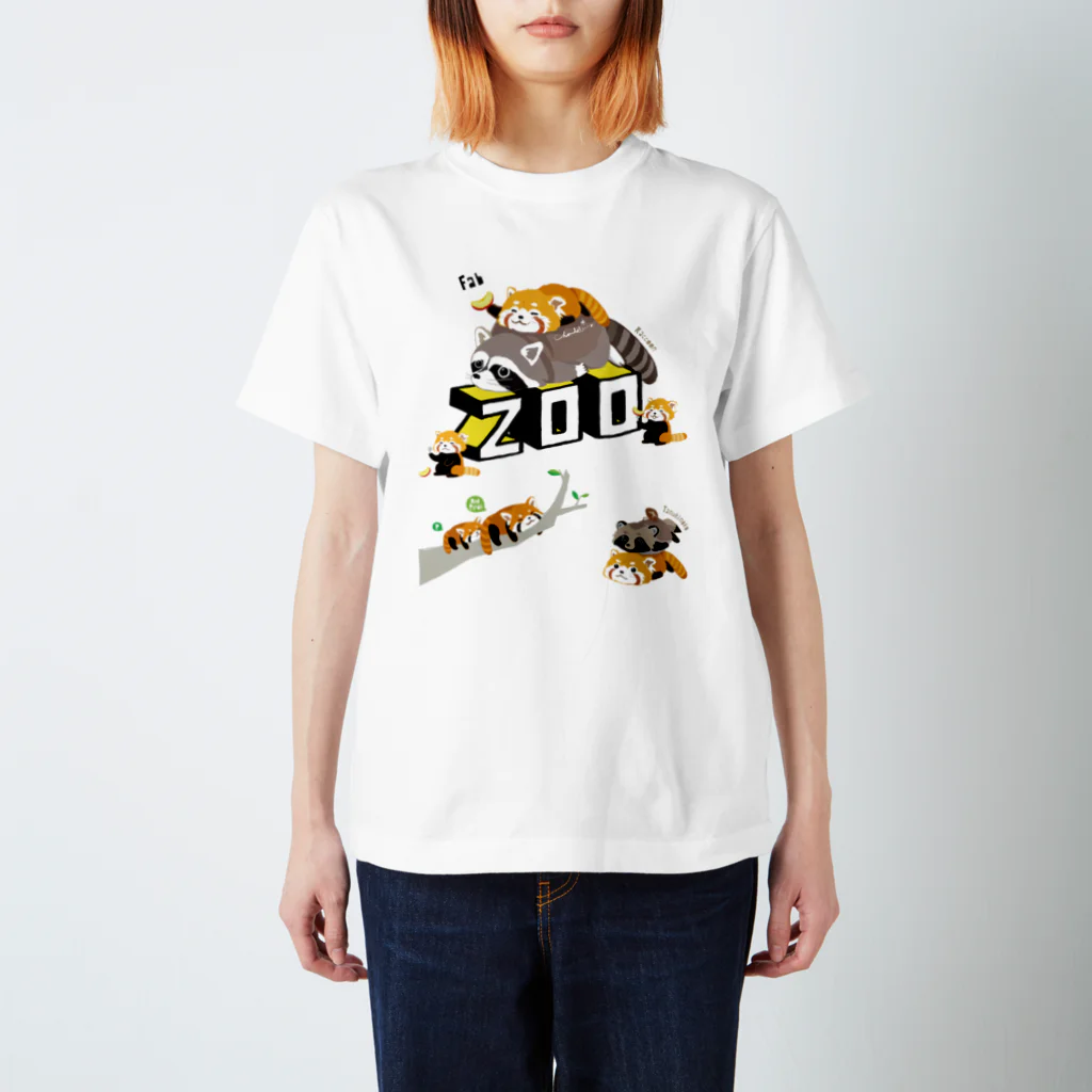 loveclonesのレッサーパンダとアライグマ（太）タヌキ添え 0627 ZOOロゴ Regular Fit T-Shirt