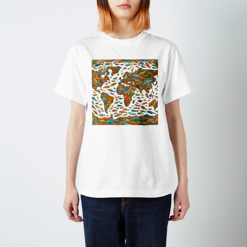 ばばちゃんの魚の世界地図 Regular Fit T-Shirt