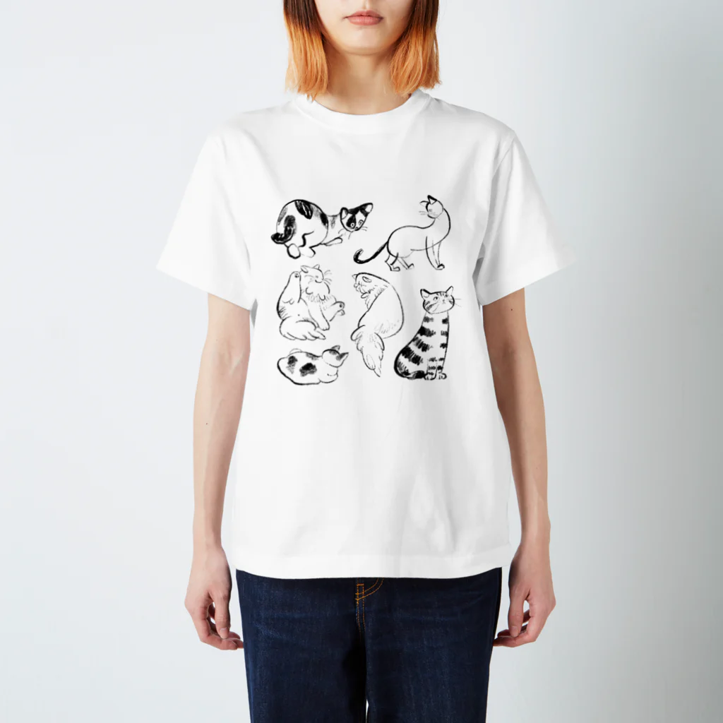 おかやまたかとし & こやまもえ／イラストレーターのいろんな線画猫 Regular Fit T-Shirt