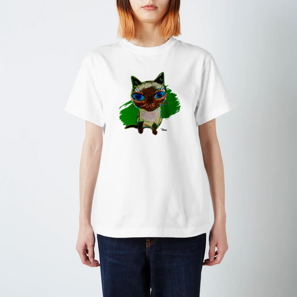 猫T専門店【青い猫ギャラリー】の青い瞳のシャム猫 Regular Fit T-Shirt
