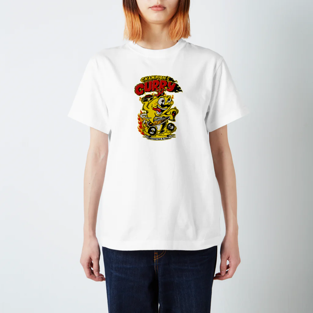 チャンピオンカレー＠SUZURI店のChampion's Curry×KENTOO "HOT ROD" Regular Fit T-Shirt