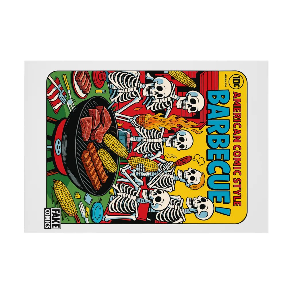 FAKE COMICS の🔥SKELETON BBQ PARTY!🔥 Stickable Poster :horizontal position