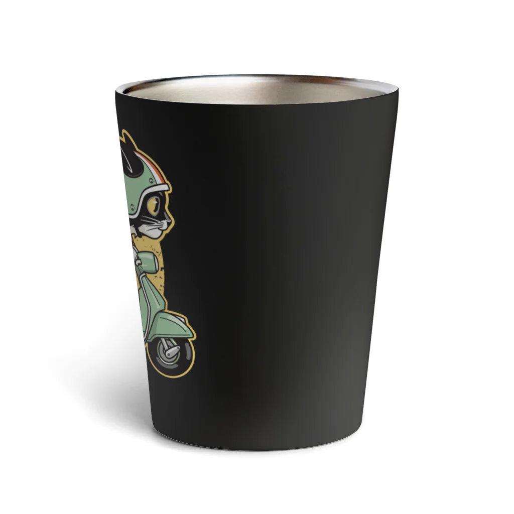 AckeeWolf Art ShopのRetro Scooter Cat - Wind in the Fur_BK Thermo Tumbler