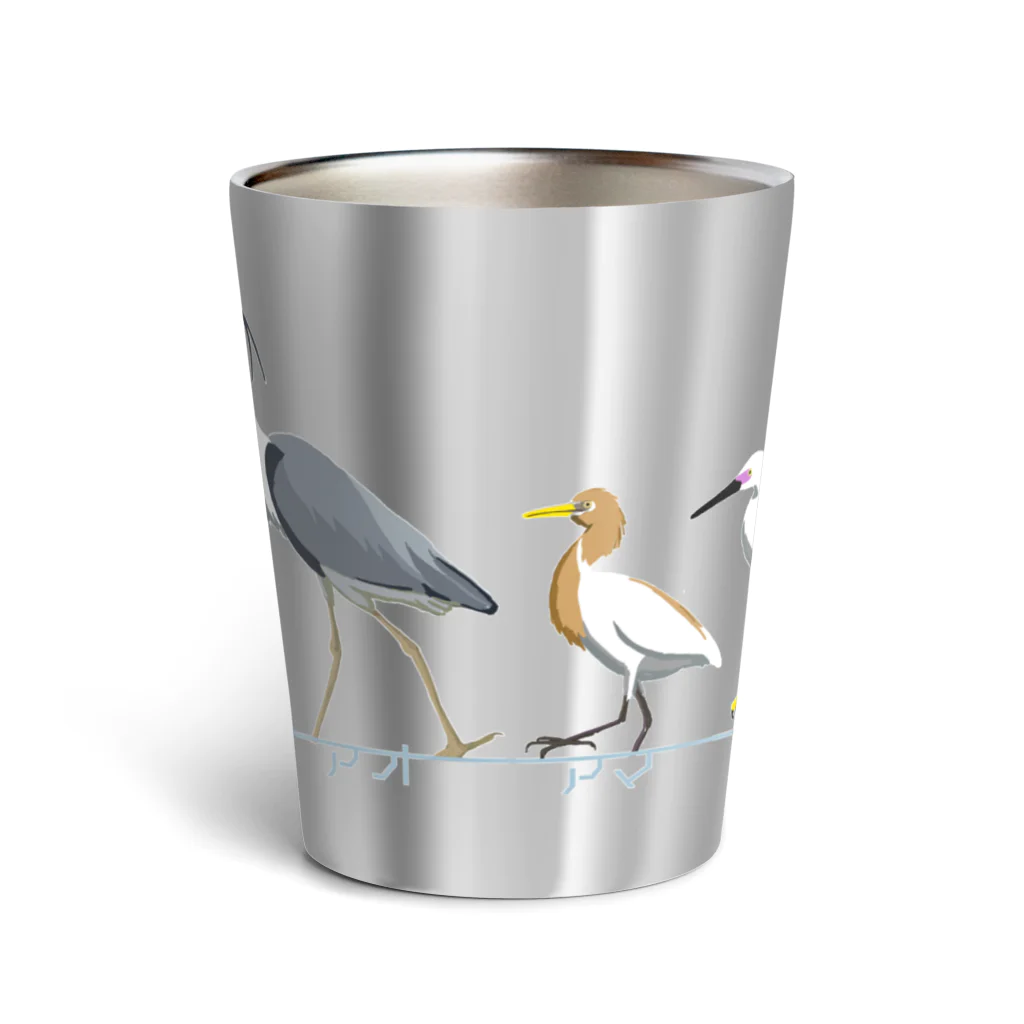 くいなの母の集団サギ(ドリンクウェア用) Thermo Tumbler