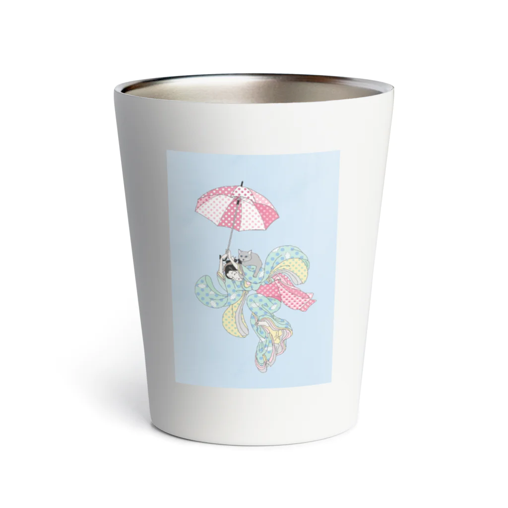 keeeeeep smilingの傘じゃ飛べんでしょ... #ねこのきもち Thermo Tumbler
