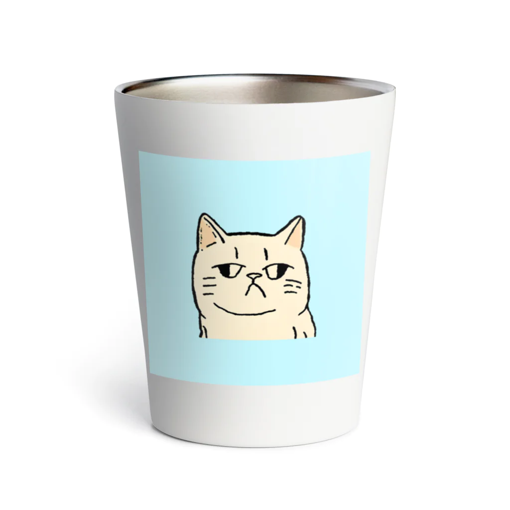 日常のふてくされたネコくん(水色) Thermo Tumbler