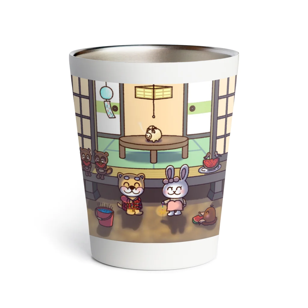 しばうさ.netの8月🎇夏の夜の縁側でのひととき🍉🎐 Thermo Tumbler