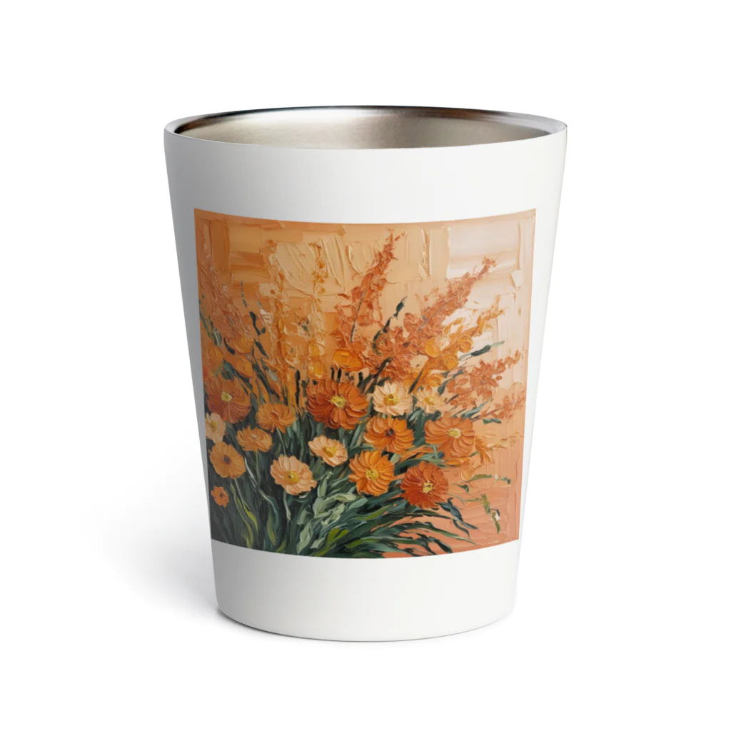 エイエイショップのオレンジ色の花束 Thermo Tumbler