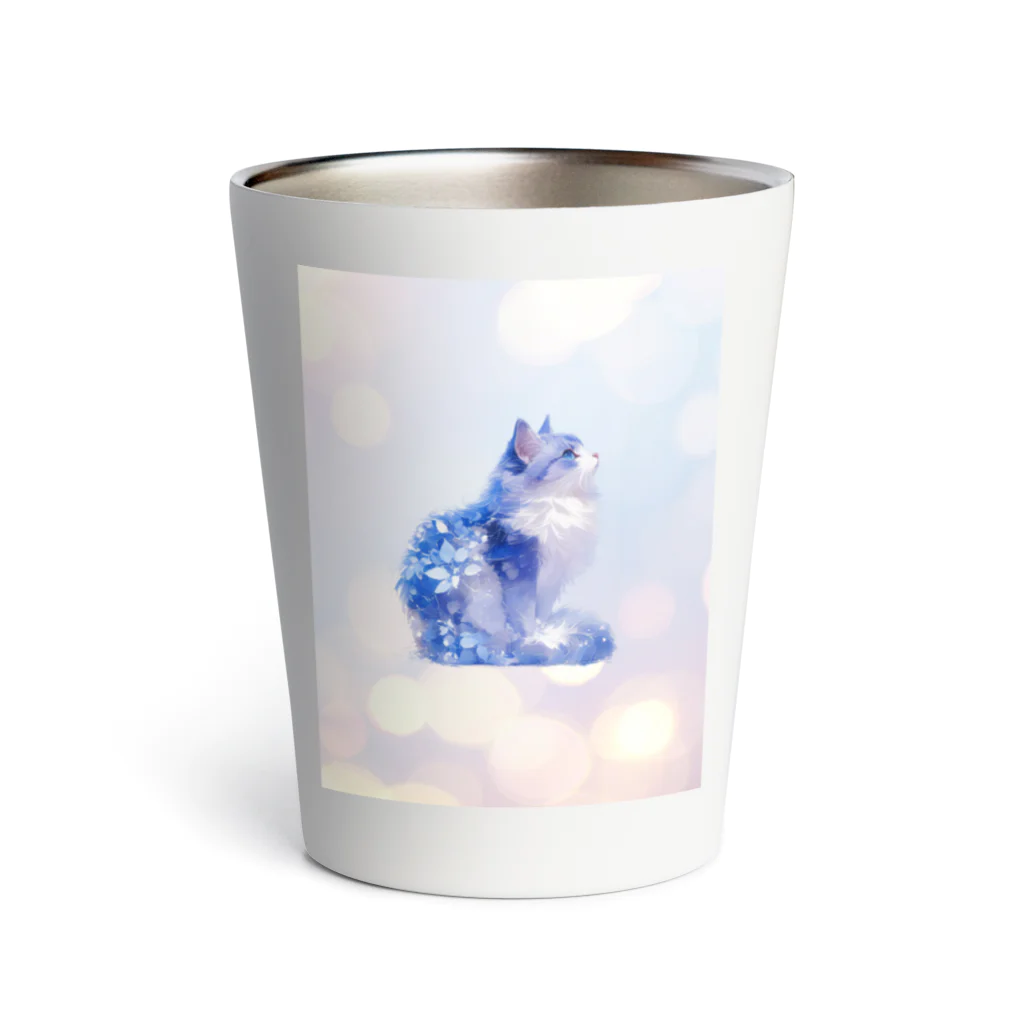 RUKO Animal Centerのふわふわ青いねこちゃん Thermo Tumbler