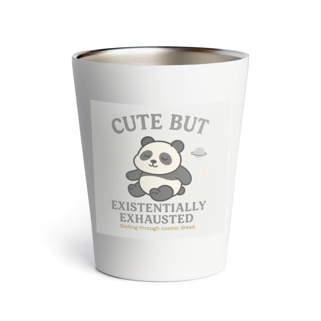 CUTE BUT EXISTENTIALLY EXHAUSTEDのCUTE BUT EXISTENTIALLY EXHAUSTED – ゆるぱん宇宙Tシャツ Thermo Tumbler