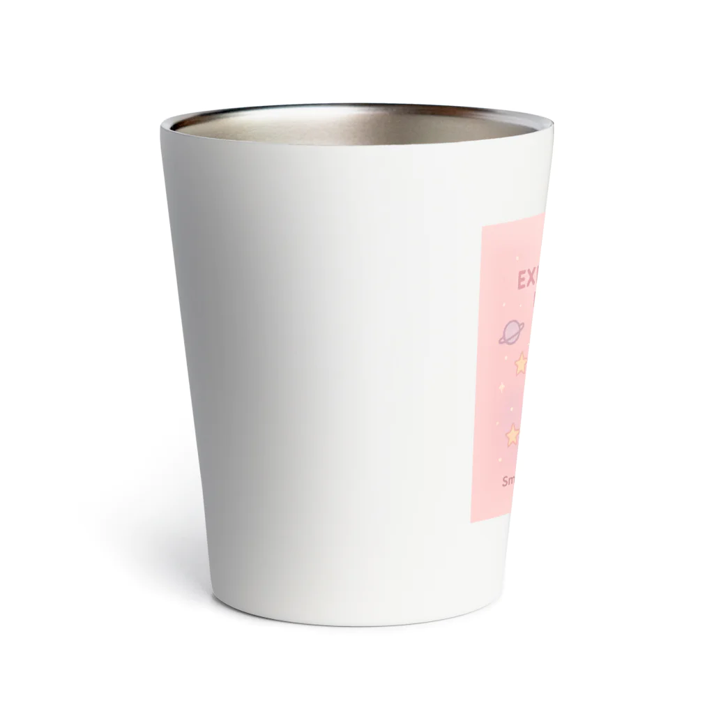 CUTE BUT EXISTENTIALLY EXHAUSTEDのCUTE BUT EXISTENTIALLY EXHAUSTED – ゆるねこ宇宙Tシャツ Thermo Tumbler