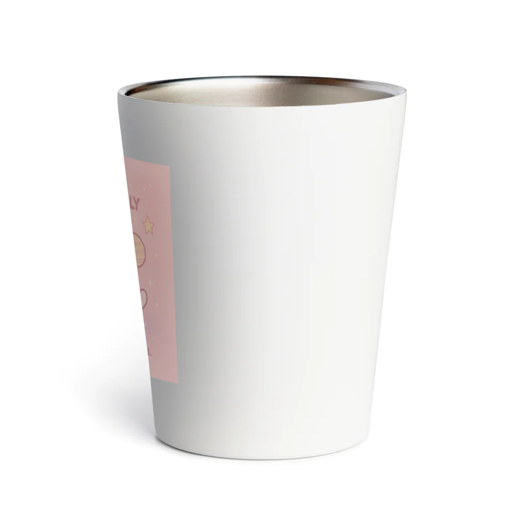 CUTE BUT EXISTENTIALLY EXHAUSTEDのCUTE BUT EXISTENTIALLY EXHAUSTED – ゆるねこ宇宙Tシャツ Thermo Tumbler
